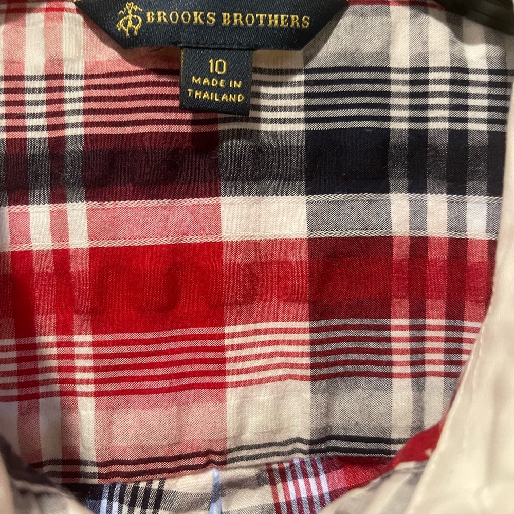 Brooks Brothers Seersucker Shirt PocketedDress Women's Size 10 Plaid Belted